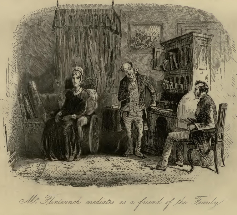 Mr. Flintwinch mediates as a friend of the Family