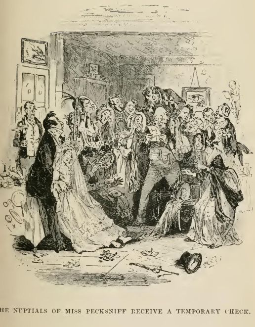 The nuptials of Miss Pecksniff receive a temporary check.